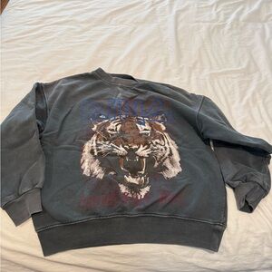 Anine Bing Gray Tiger Graphic Sweater